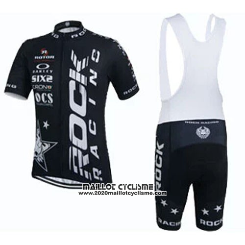 2015 Maillot Ciclismo Rock Racing Blanc et Noir Manches Courtes et Cuissard